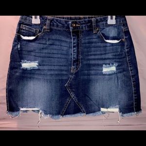 Dark blue ripped Jean skirt